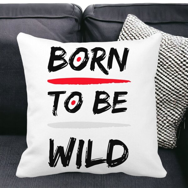 Perna Decorativa, Born to Be Wild, 40x40 cm, Alba, Mata, Husa Detasabila, Burduf 15 Mata