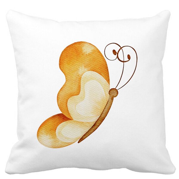 Perna Decorativa, Brown Butterfly, 40x40 cm, Alba, Mata, Husa Detasabila, Burduf 13 Perna Decorativa
