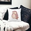 Perna Decorativa Bufnita, 40x40 cm, Alba, Mata, Husa Detasabila, Burduf 21 Alba