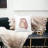 Perna Decorativa Bufnita, 40x40 cm, Alba, Mata, Husa Detasabila, Burduf 24 Burduf
