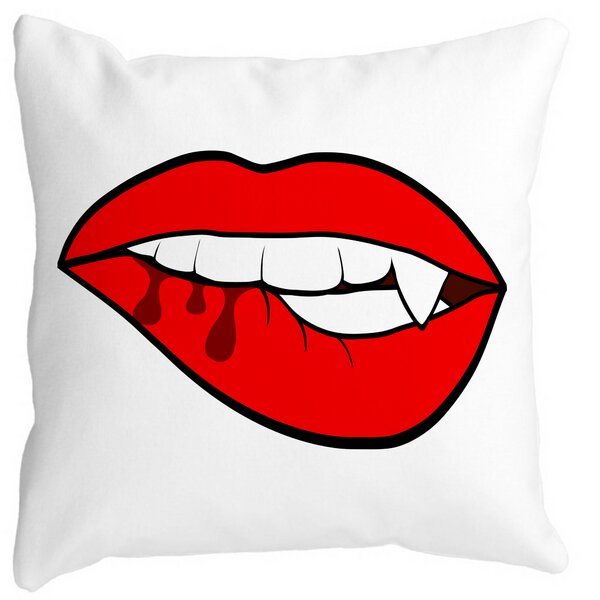 Perna Decorativa Buze Femeie si Dinte de Vampir, 40x40 cm, Alba, Mata, Husa Detasabila, Burduf 13 Perna Decorativa Buze Femeie si Dinte de Vampir