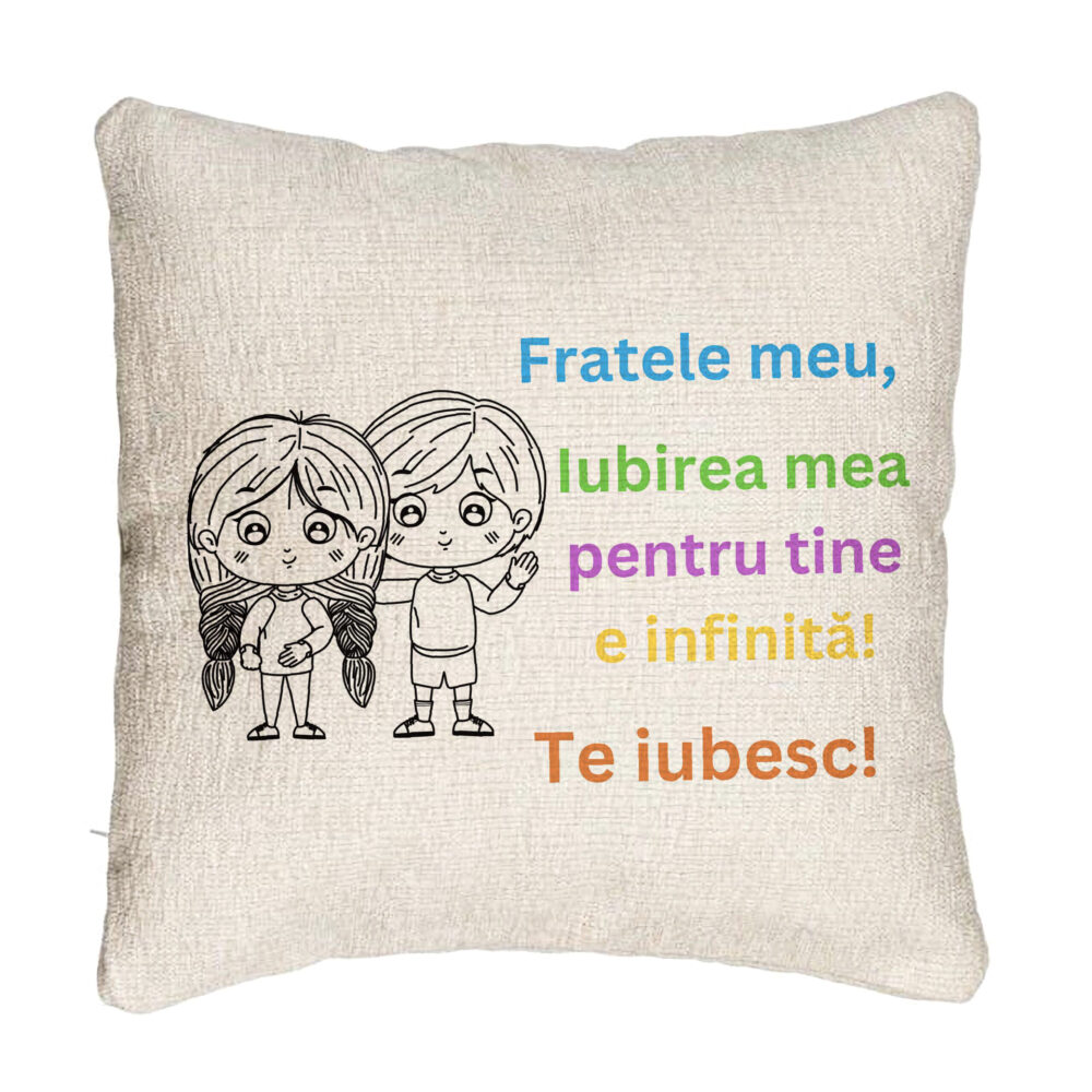 Perna Decorativa Canapea Fratele meu 3, 40x40 cm, Cu fermoar 5 Perna Decorativa Canapea Fratele meu 3