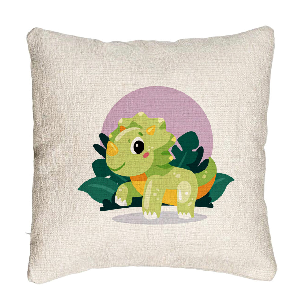 Perna Decorativa Canapea, Model Baby Dinozaur Verde cu Peisaj, 40x40 cm, Cu fermoar 5 Perna Decorativa Canapea