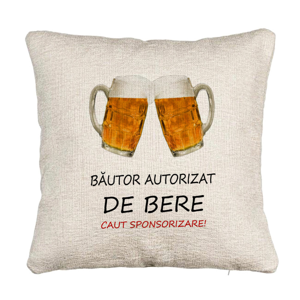 Perna Decorativa Canapea, Model Bautor Autorizat de Bere, 40x40 cm, Cu fermoar 5 Perna Decorativa Canapea