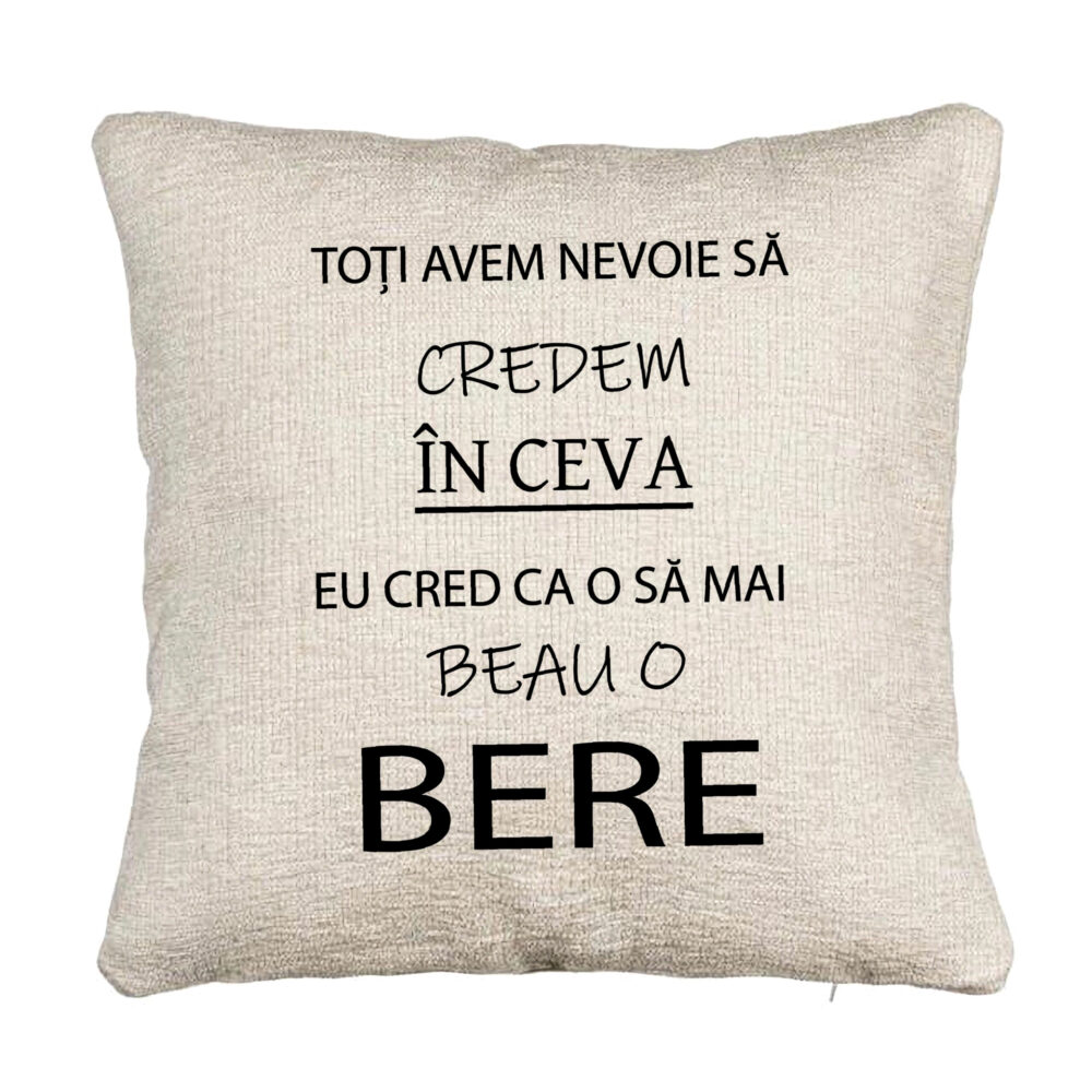 Perna Decorativa Canapea, Model Beau o Bere, 40x40 cm, Cu fermoar 5 Perna Decorativa Canapea