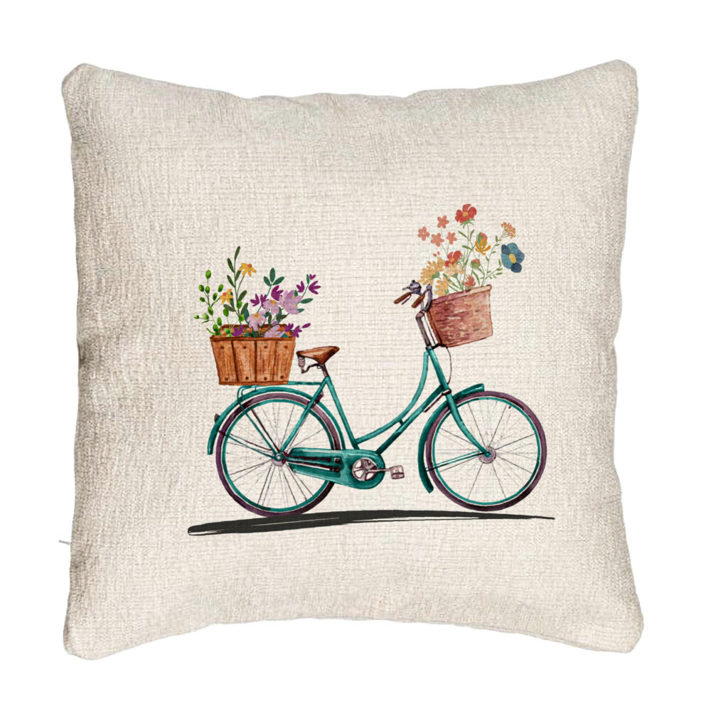 Perna Decorativa Canapea, Model Bicicleta Floarala, 40x40 cm, Cu fermoar 5 Perna Decorativa Canapea