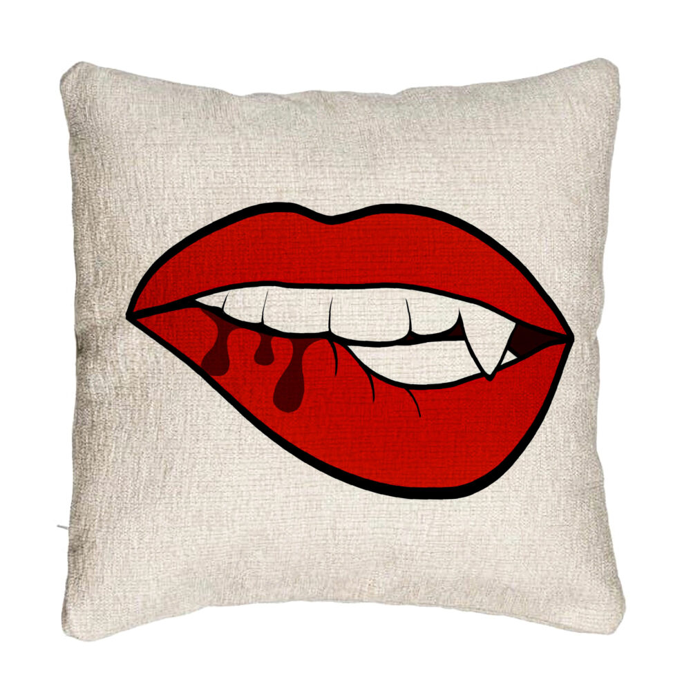 Perna Decorativa Canapea, Model Buze Femeie si Dinte de Vampir, 40x40 cm, Cu fermoar 5 Perna Decorativa Canapea