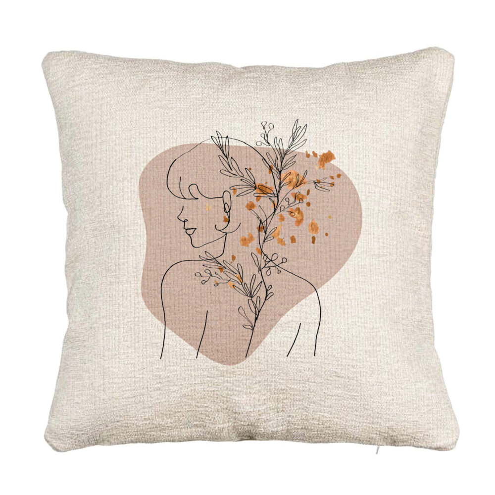 Perna Decorativa Canapea, Model Corp Femeie si Flori, 40x40 cm, Cu fermoar 5 Perna Decorativa Canapea
