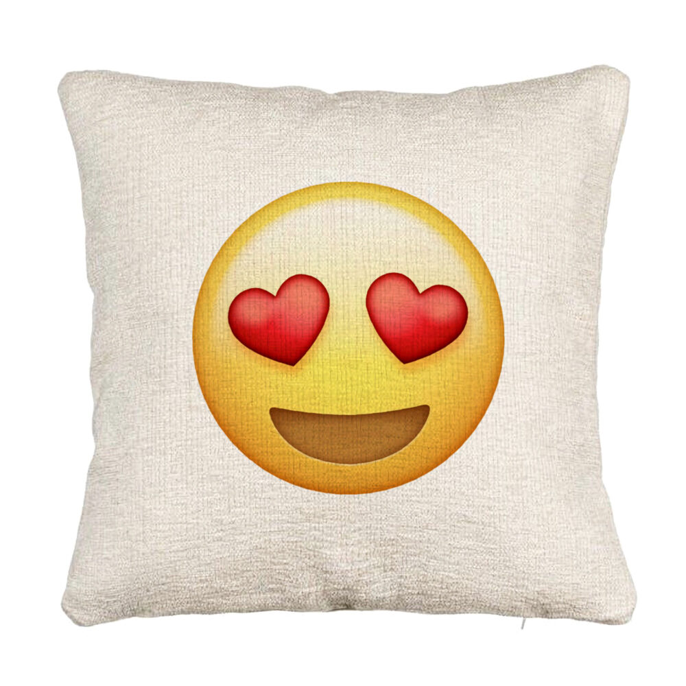 Perna Decorativa Canapea, Model Emoji Fata cu Inimi, 40x40 cm, Cu fermoar 5 Perna Decorativa Canapea