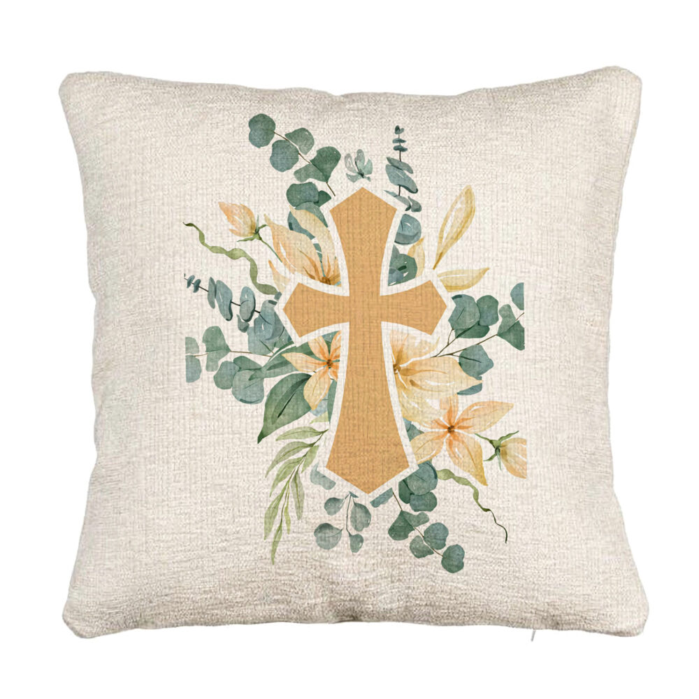 Perna Decorativa Canapea, Model Florala cu Cruce, 40x40 cm, Cu fermoar 5 Perna Decorativa Canapea