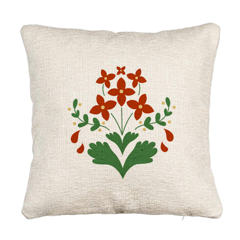 Perna Decorativa Canapea, Model Florale Rosii, 40x40 cm, Cu fermoar 5 Perna Decorativa Canapea