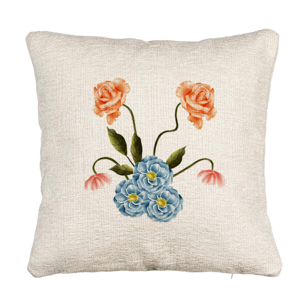 Perna Decorativa Canapea, Model Florale Roz si Alastru, 40x40 cm, Cu fermoar 5 Perna Decorativa Canapea