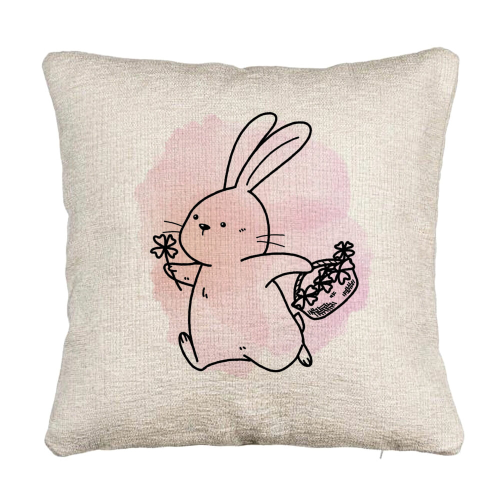Perna Decorativa Canapea, Model Iepuras Roz, 40x40 cm, Cu fermoar 5 Perna Decorativa Canapea
