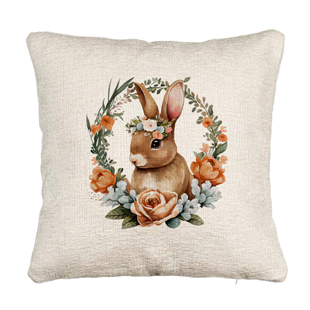 Perna Decorativa Canapea, Model Iepuras cu Coronita Florala, 40x40 cm, Cu fermoar 5 Perna Decorativa Canapea