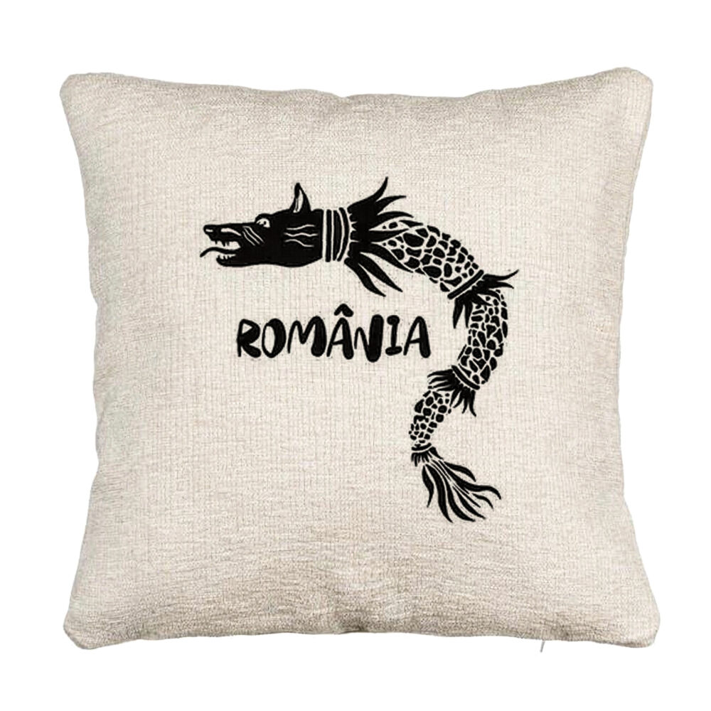 Perna Decorativa Canapea, Model Lup Dacic Romania, 40x40 cm, Cu fermoar 5 Perna Decorativa Canapea