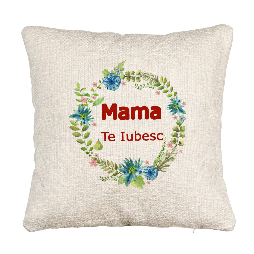 Perna Decorativa Canapea, Model Mama Te Iubesc, 40x40 cm, Cu fermoar 5 Perna Decorativa Canapea