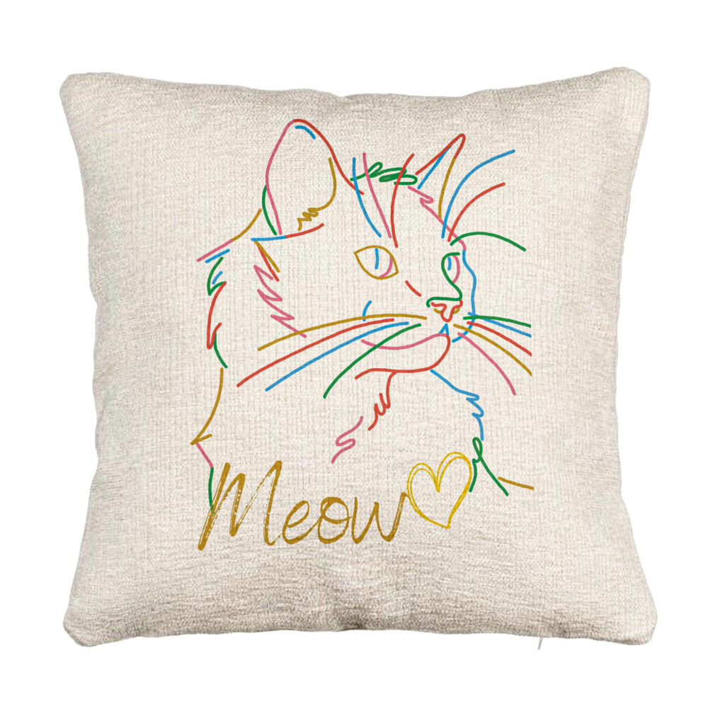 Perna Decorativa Canapea, Model Pisica Meow, 40x40 cm, Cu fermoar 5 Perna Decorativa Canapea