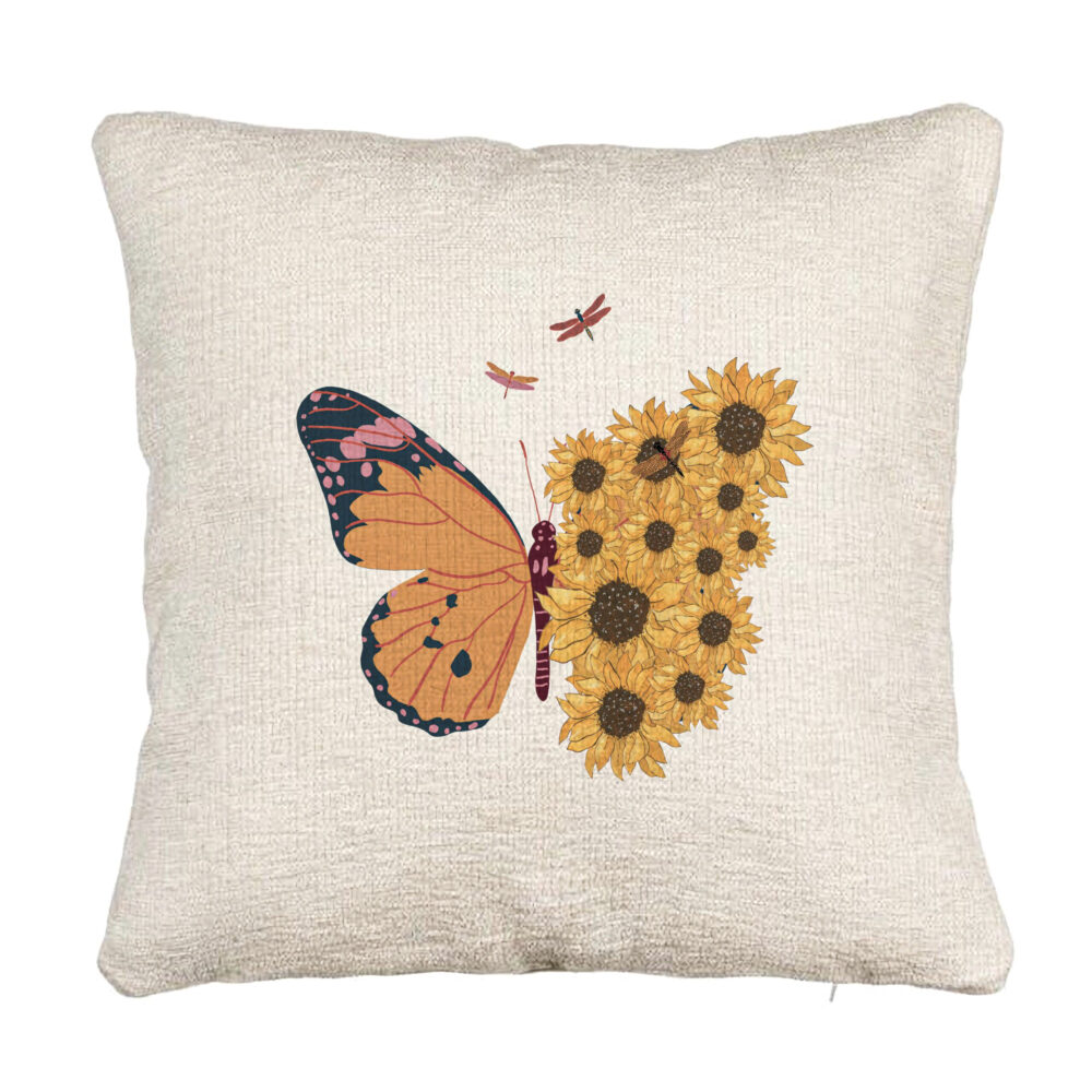 Perna Decorativa Canapea, Model SunFlower Butterfly, 40x40 cm, Cu fermoar 5 Perna Decorativa Canapea