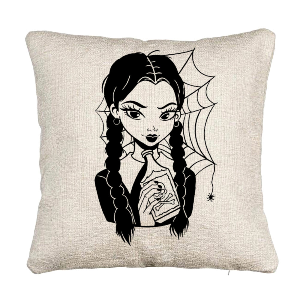 Perna Decorativa Canapea, Model Wednesday Addams 7, 40x40 cm, Cu fermoar 5 Perna Decorativa Canapea
