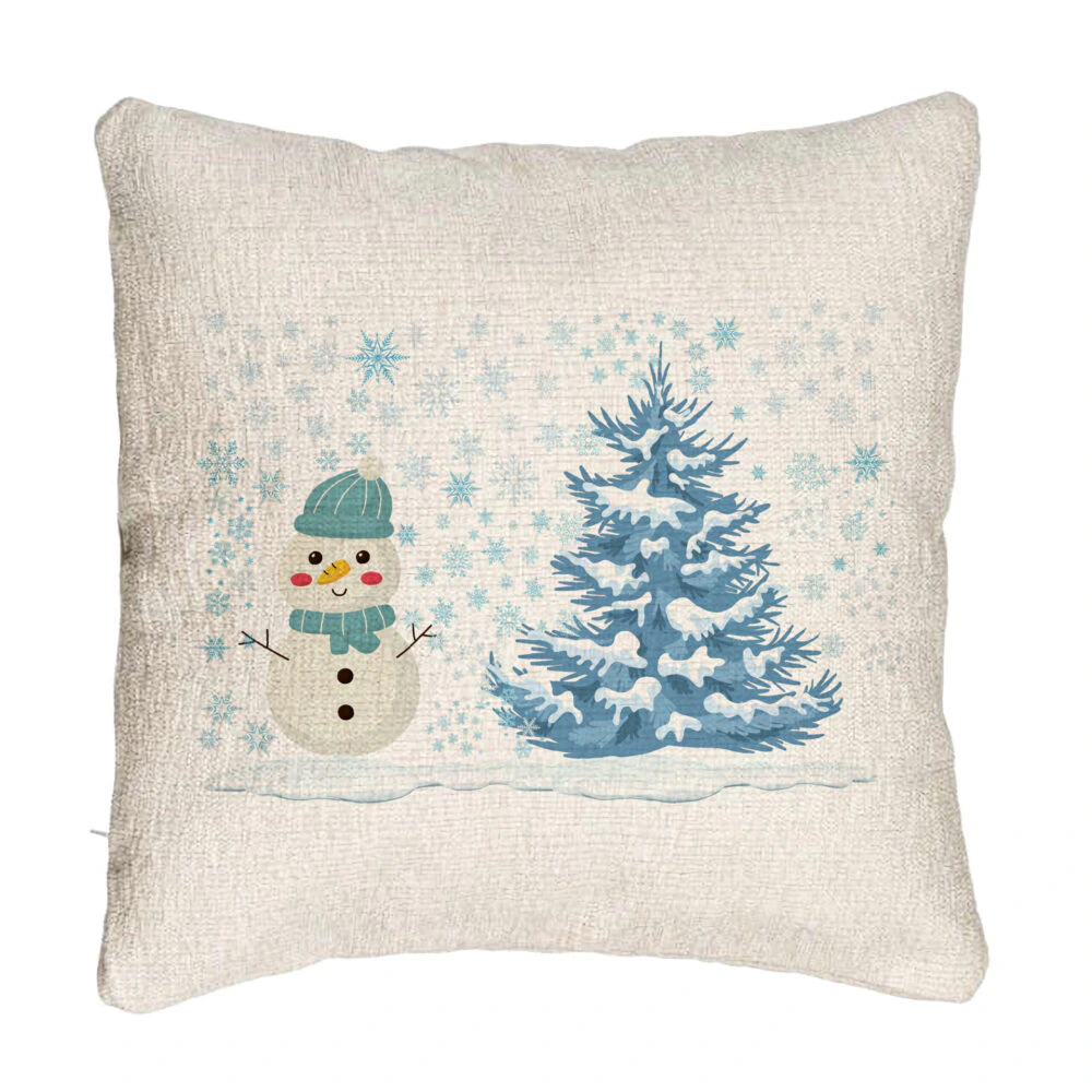 Perna Decorativa Canapea Om de Zapada si Brad, 40x40 cm, Cu fermoar 5 Perna Decorativa Canapea Om de Zapada si Brad