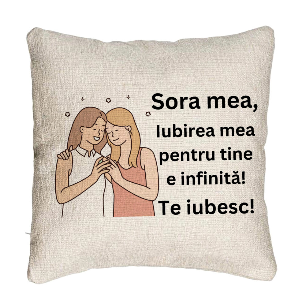 Perna Decorativa Canapea Sora mea 13, 40x40 cm, Cu fermoar 5 Perna Decorativa Canapea Sora mea 13