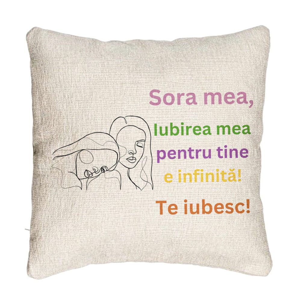 Perna Decorativa Canapea Sora mea 6, 40x40 cm, Cu fermoar 5 Perna Decorativa Canapea Sora mea 6