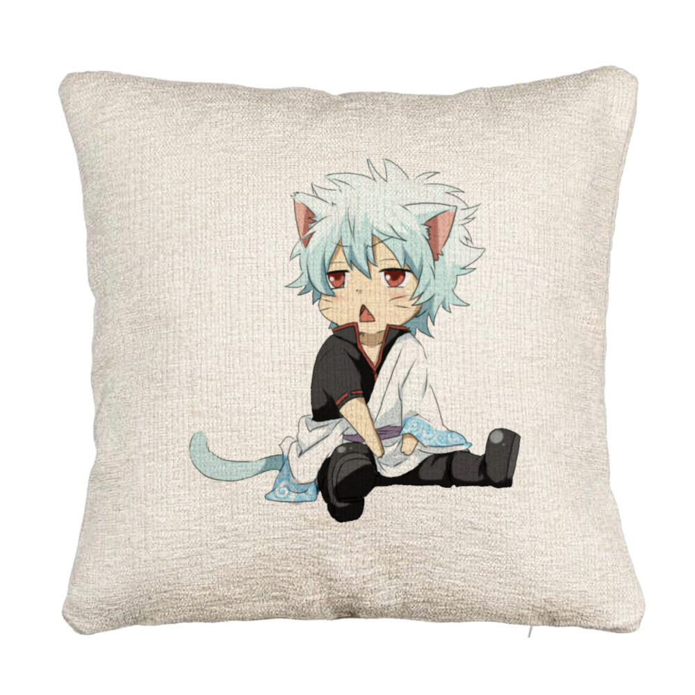 Perna Decorativa Canapea cu Gintama Gin Cat, 40x40 cm, Cu fermoar 5 Perna Decorativa Canapea cu Gintama Gin Cat