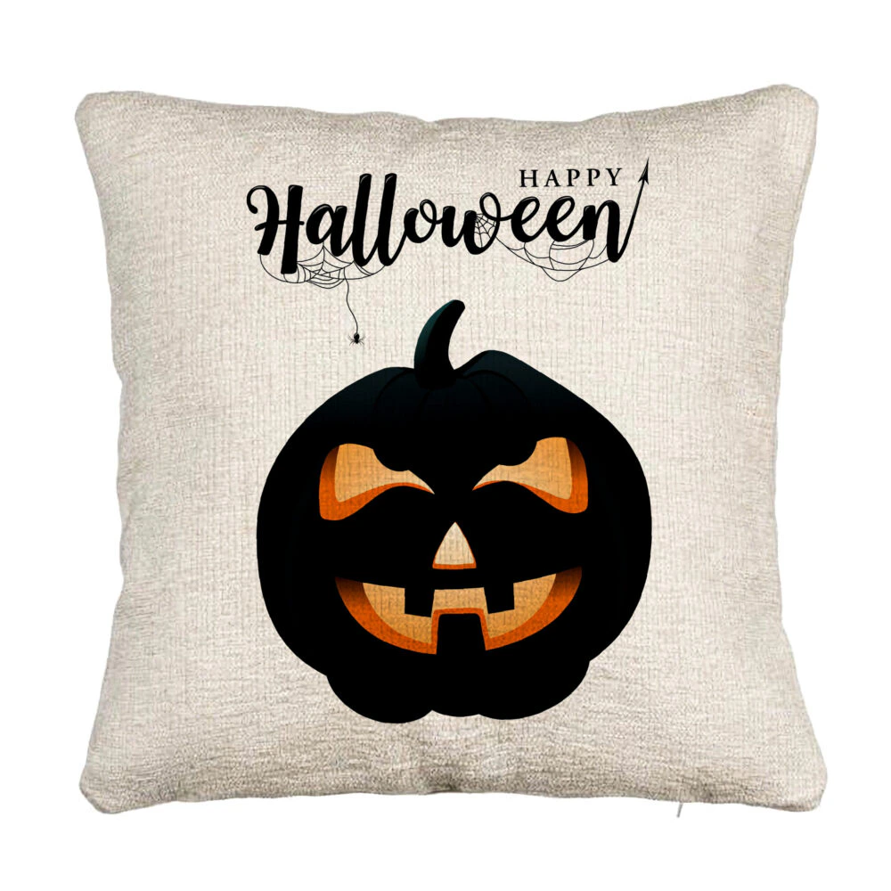 Perna Decorativa Canapea cu motiv Dovleac de Halloween si Text, 40x40 cm, Cu fermoar 5 Perna Decorativa Canapea cu motiv Dovleac de Halloween si Text