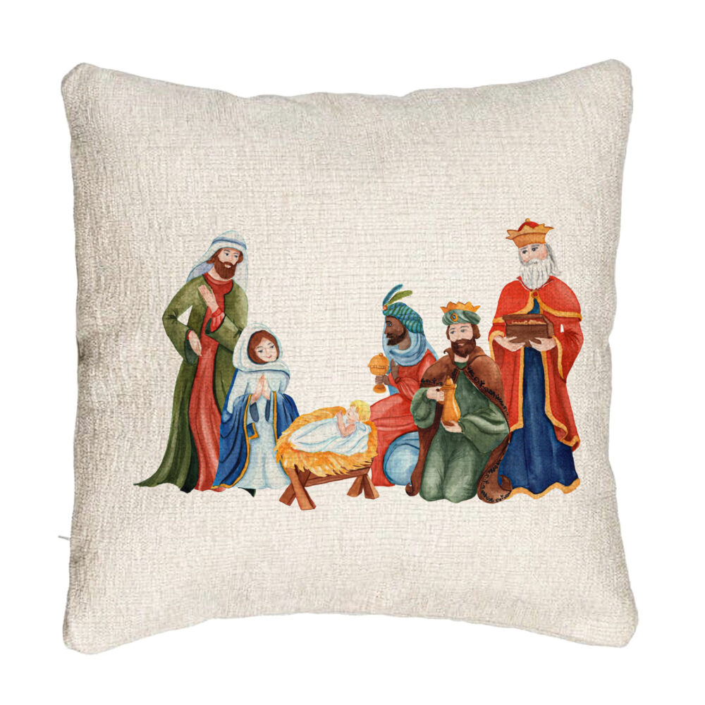 Perna Decorativa Canapea cu tematica de Craciun, Isus - Darul lui Dumnezeu, 40x40 cm, Cu fermoar 5 Perna Decorativa Canapea cu tematica de Craciun