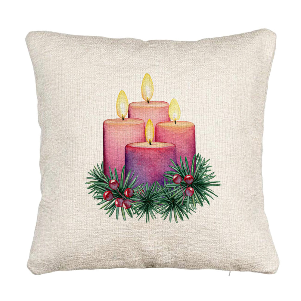 Perna Decorativa Canapea cu tematica de Craciun, Lumanari 5, 40x40 cm, Cu fermoar 5 Perna Decorativa Canapea cu tematica de Craciun