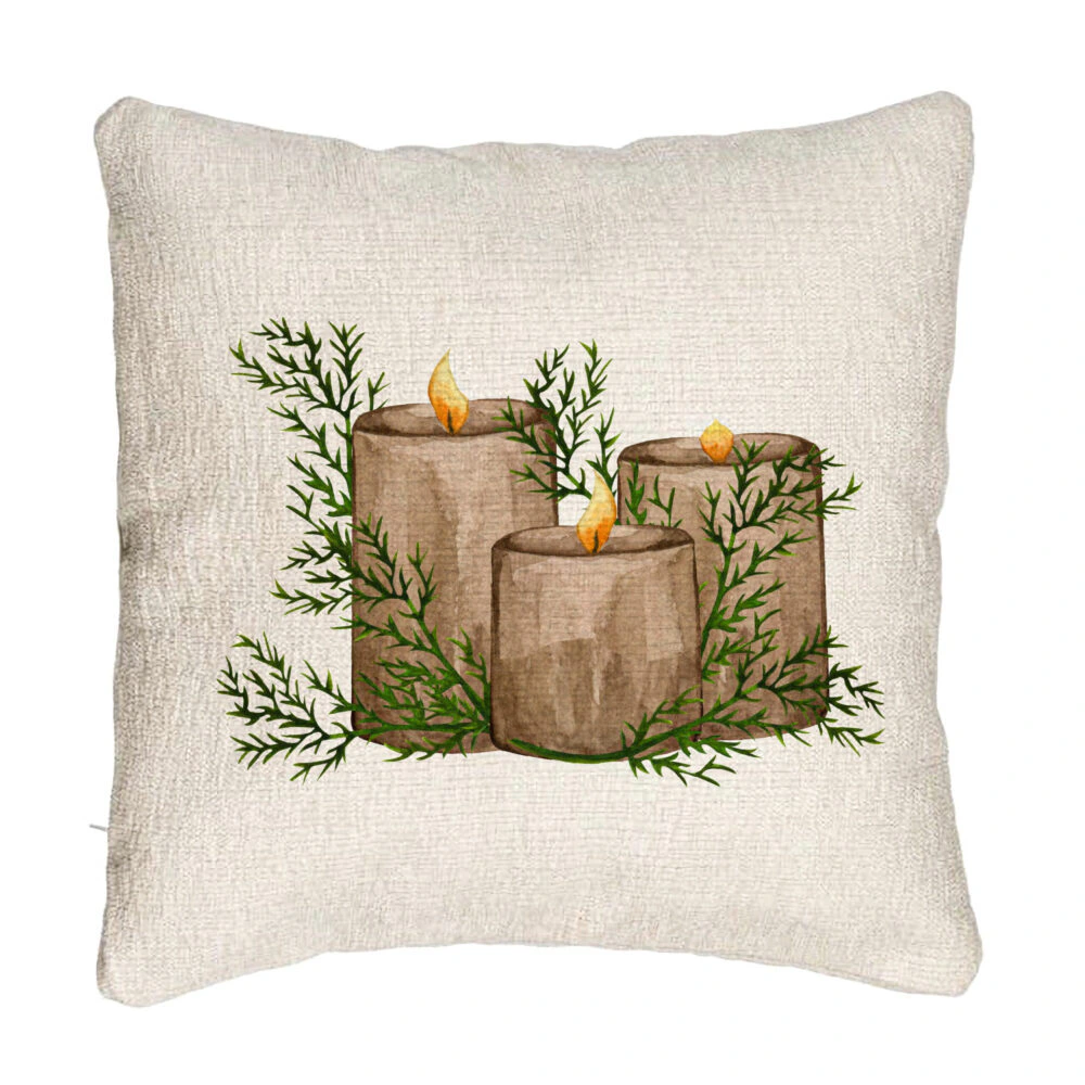 Perna Decorativa Canapea cu tematica de Craciun, Lumanari, 6, 40x40 cm, Cu fermoar 5 Perna Decorativa Canapea cu tematica de Craciun
