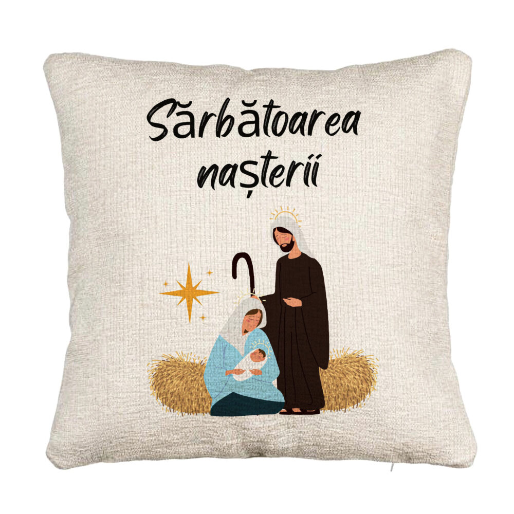 Perna Decorativa Canapea cu tematica de Craciun, Sarbatoarea Nasterii 1, 40x40 cm, Cu fermoar 5 Perna Decorativa Canapea cu tematica de Craciun