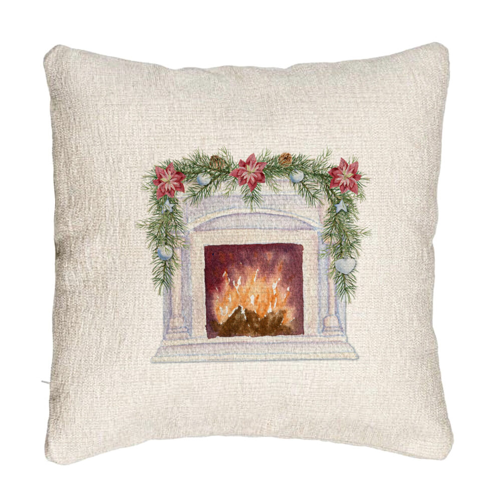 Perna Decorativa Canapea cu tematica de Craciun, Semineu, 40x40 cm, Cu fermoar 5 Perna Decorativa Canapea cu tematica de Craciun