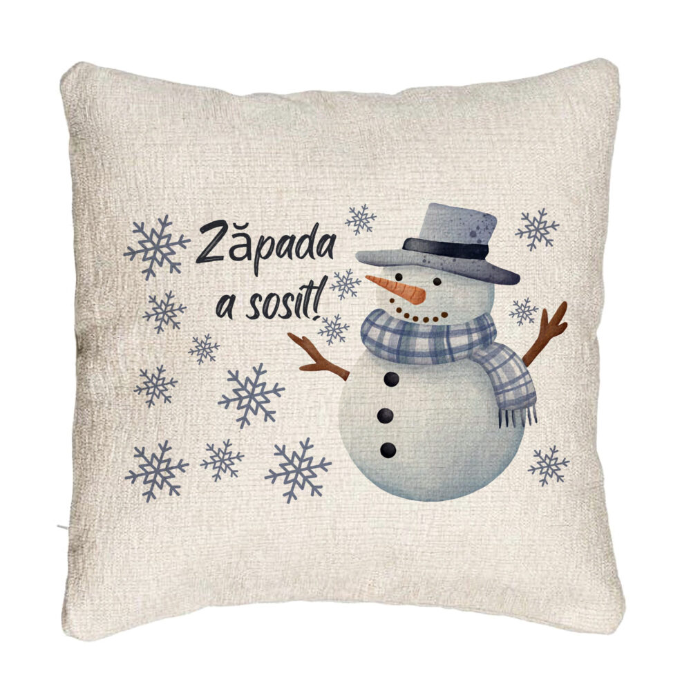 Perna Decorativa Canapea de Craciun Om de Zapada si Text 2, 40x40 cm, Cu fermoar 5 Perna Decorativa Canapea de Craciun Om de Zapada si Text 2