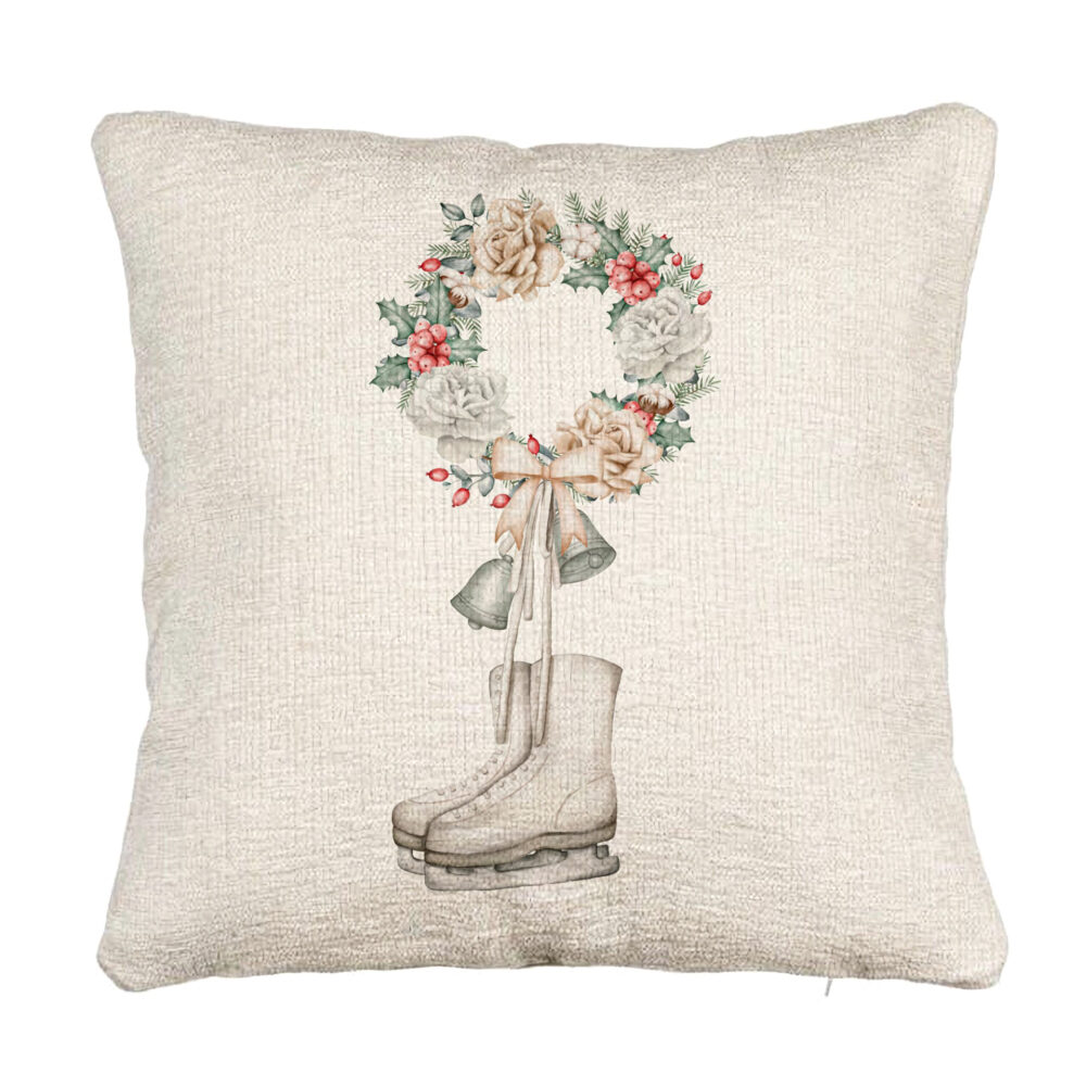 Perna Decorativa Canapea de Craciun, Patine gheata si Coronita, 40x40 cm, Cu fermoar 5 Perna Decorativa Canapea de Craciun