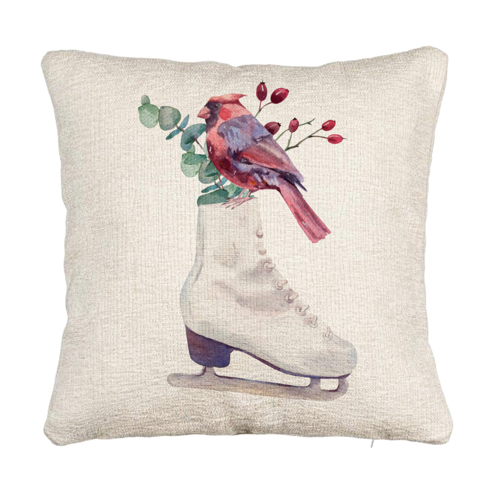 Perna Decorativa Canapea de Craciun, Patine gheata si Pasare Color, 40x40 cm, Cu fermoar 5 Perna Decorativa Canapea de Craciun