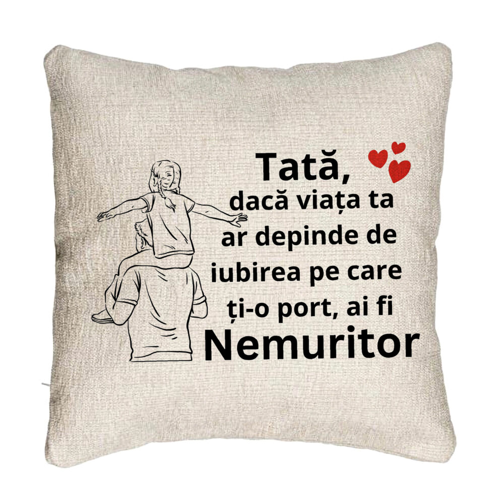 Perna Decorativa Canapeacu Text pentru Tata 8, 40x40 cm, Cu fermoar 5 Perna Decorativa Canapeacu Text pentru Tata 8