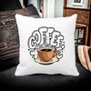 Perna Decorativa, Coffe Lover, 40x40 cm, Alba, Mata, Husa Detasabila, Burduf 17 Coffe Lover