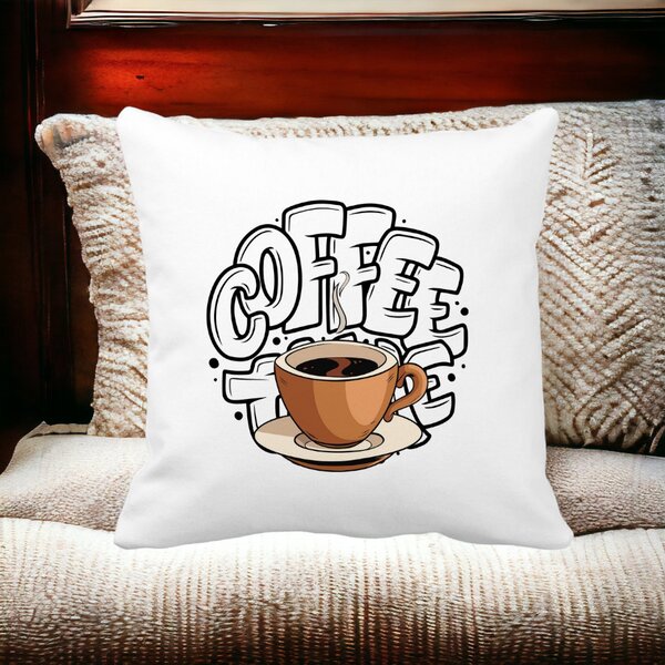 Perna Decorativa, Coffe Lover, 40x40 cm, Alba, Mata, Husa Detasabila, Burduf 13 40x40 cm