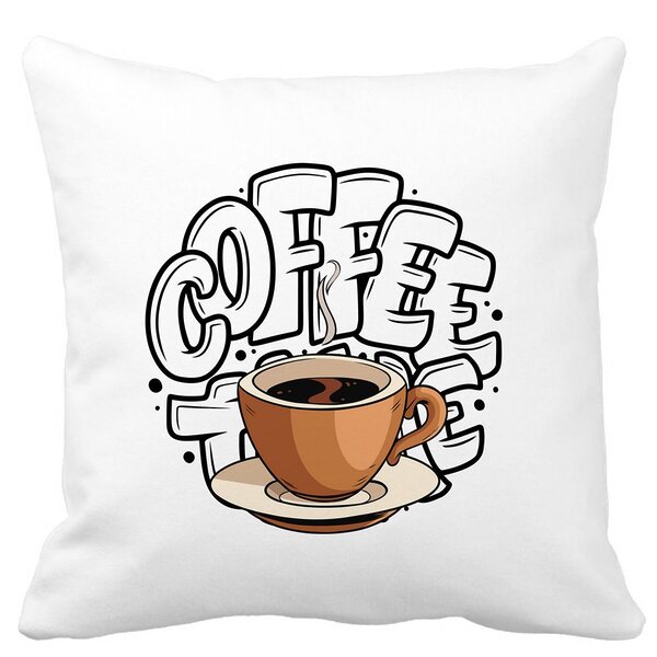 Perna Decorativa, Coffe Lover, 40x40 cm, Alba, Mata, Husa Detasabila, Burduf 11 Perna Decorativa