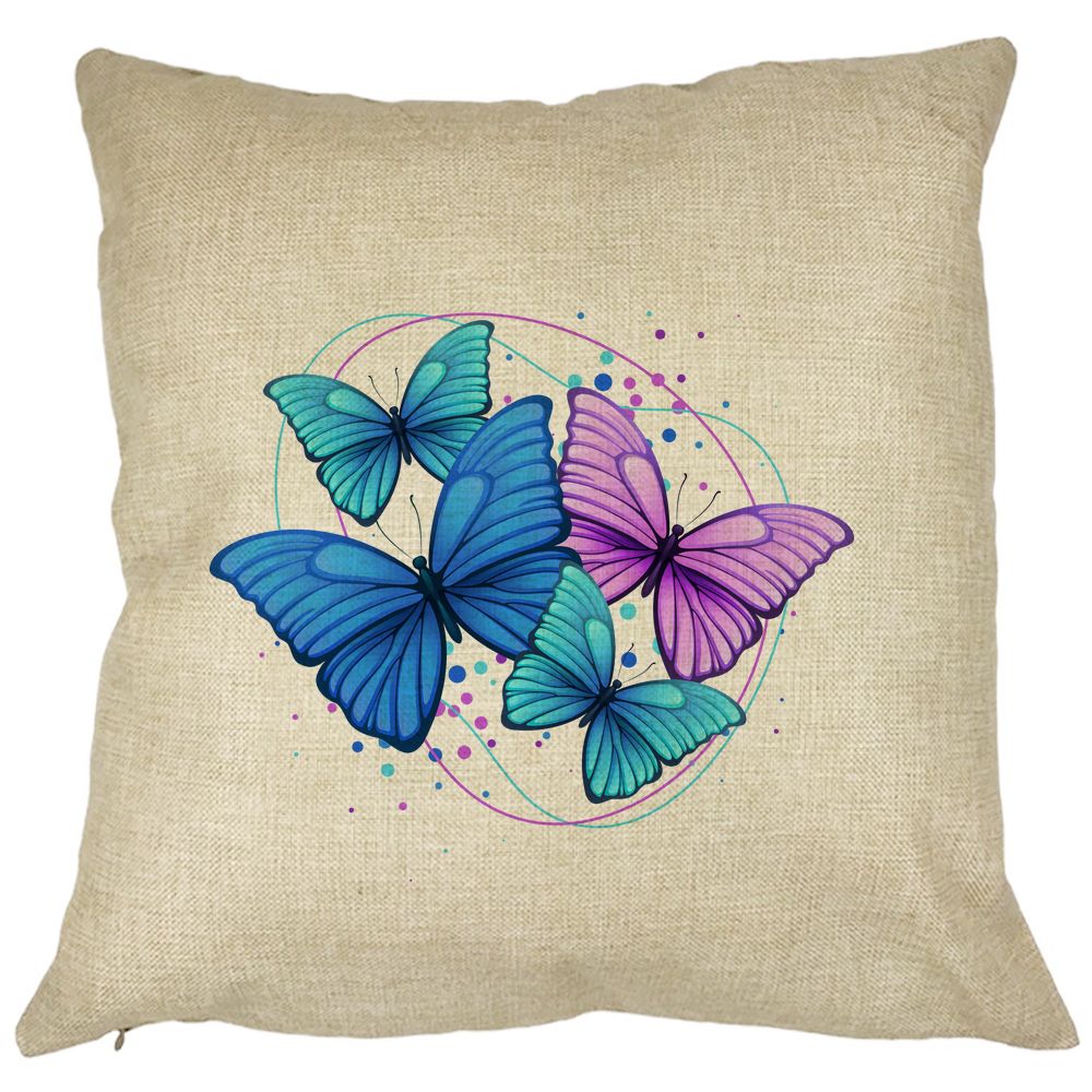 Perna Decorativa, Colorful Butterflies, 40x40 cm, Husa Detasabila, Burduf 11 Perna Decorativa