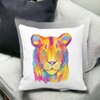 Perna Decorativa, Colorful Lion, 40x40 cm, Alba, Mata, Husa Detasabila, Burduf 18 40x40 cm