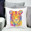 Perna Decorativa, Colorful Lion, 40x40 cm, Alba, Mata, Husa Detasabila, Burduf 19 Alba