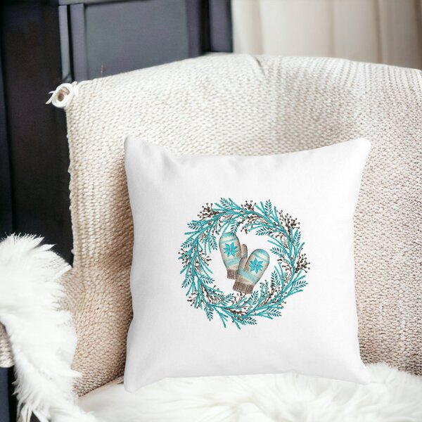 Perna Decorativa Coronita de Craciun, 40x40 cm, Alba, Mata, Husa Detasabila, Burduf 12 40x40 cm