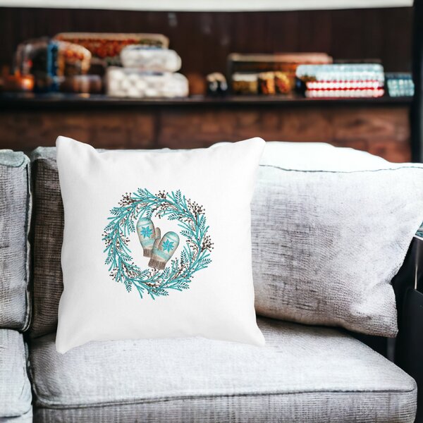 Perna Decorativa Coronita de Craciun, 40x40 cm, Alba, Mata, Husa Detasabila, Burduf 13 Alba