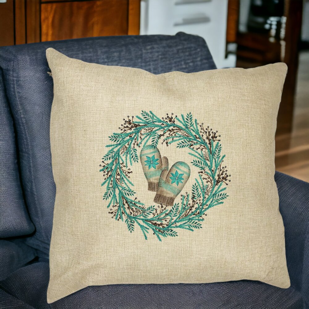 Perna Decorativa Coronita de Craciun, 40x40 cm, Husa Detasabila, Burduf 14 Burduf
