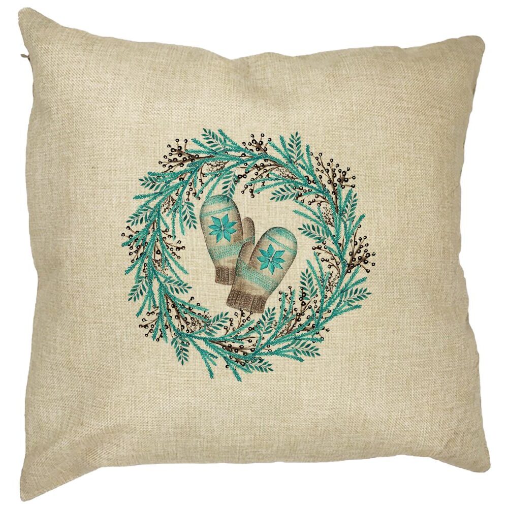 Perna Decorativa Coronita de Craciun, 40x40 cm, Husa Detasabila, Burduf 13 Perna Decorativa Coronita de Craciun