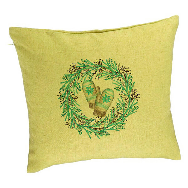 Perna Decorativa Coronita de Craciun, 40x40 cm, Verde, Husa Detasabila, Burduf 5 Perna Decorativa Coronita de Craciun