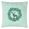 Perna Decorativa Coronita de Craciun si REN, 40x40 cm, Verde Menta, Husa Detasabila, Burduf 22 Perna Decorativa Coronita de Craciun si REN
