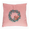 Perna Decorativa Coronita de Craciun si Veverita, 40x40 cm, Roz, Husa Detasabila, Burduf 7 Perna Decorativa Coronita de Craciun si Veverita